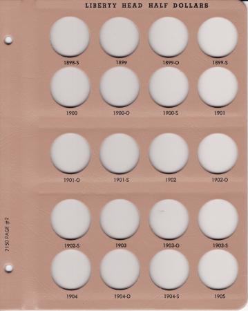 Dansco Replacement Page 7150-2: Liberty Head (Barber) Half Dollar (1898-S to 1905)