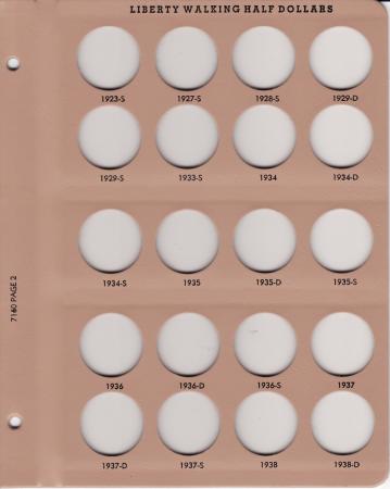Dansco Replacement Page 7160-2: Liberty Walking Half Dollar (1923-S to 1938-D)