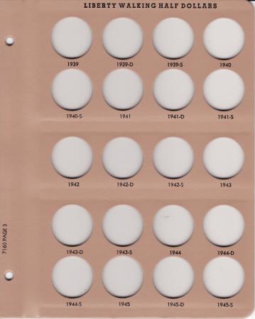 Dansco Replacement Page 7160-3: Liberty Walking Half Dollar (1939 to 1945-S)