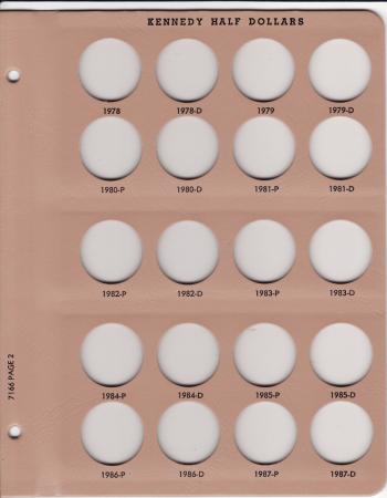 Dansco Replacement Page 7166-2: Kennedy Half Dollars (1978 to 1987-D)