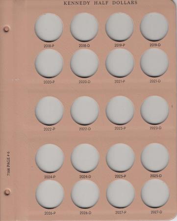 Dansco Replacement Page 7166-6: Kennedy Half Dollars (2018-P to 2027-D)