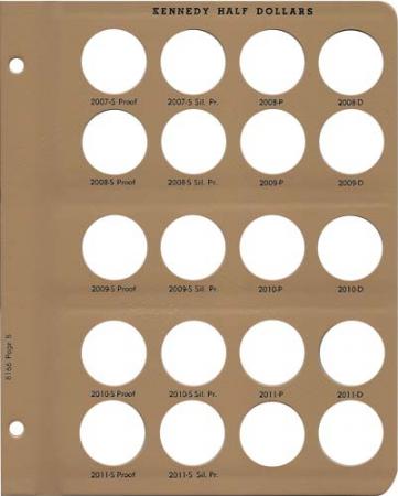 Dansco Replacement Page 8166-8: Kennedy Half Dollars - w/ Proof (2007-S to 2011-S)