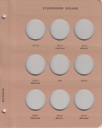 Dansco Replacement Page 8176-2: Eisenhower Dollars w/ Proof (1973-D to 1974-S)