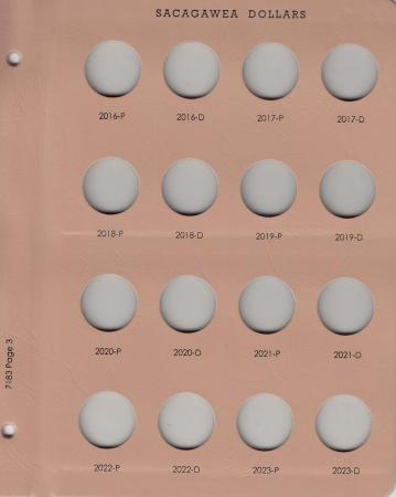 Dansco Replacement Page 7183-3: Sacagawea Dollars (2016-P to 2023-D)