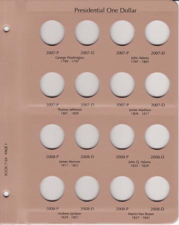 Dansco Replacement Page 7184-1: Presidential Dollars P&D (2007 to 2008)