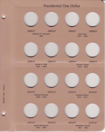 Dansco Replacement Page 7184-2: Presidential Dollars P&D (2009 to 2010)