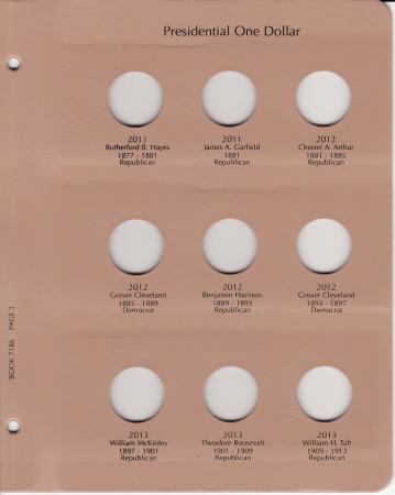 Dansco Replacement Page 7186-3: Presidential Dollars Date Set (2011 to 2013)