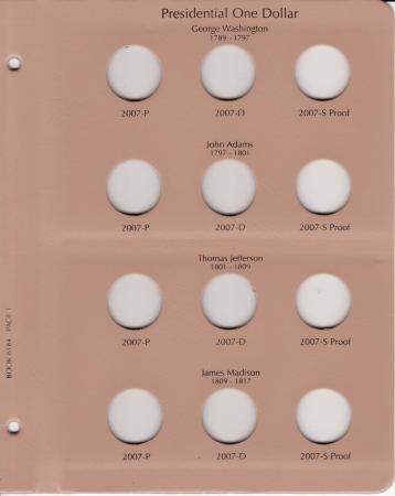 Dansco Replacement Page 8184-1: Presidential Dollars w/ Proof (2007)