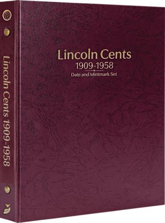 Whitman Prestige Coin Album - Lincoln Cents: 1909-1958 Date & Mintmark Set (Burgundy)