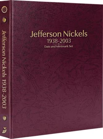 Whitman Prestige Coin Album - Jefferson Nickels: 1938-2003 Date & Mintmark Set (Burgundy)