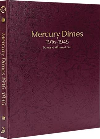 Whitman Prestige Coin Album - Mercury Dimes: 1916-1945 Date & Mintmark Set (Burgundy)