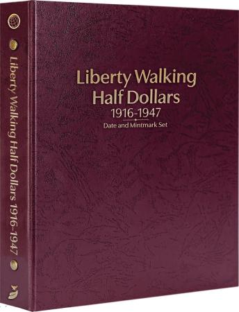 Whitman Prestige Coin Album - Liberty Walking Half Dollars 1916-1947 Date & Mintmark Set (Burgundy)