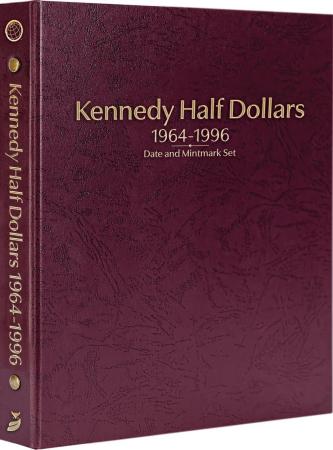 Whitman Prestige Coin Album - Kennedy Half Dollars: 1964-1996 Date & Mintmark Set (Burgundy)