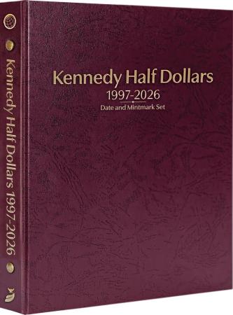 Whitman Prestige Coin Album - Kennedy Half Dollars: 1997-2026 Date & Mintmark Set (Burgundy)