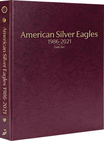 Whitman Prestige Coin Album - American Silver Eagles: 1986-2021 Date Set (Burgundy)