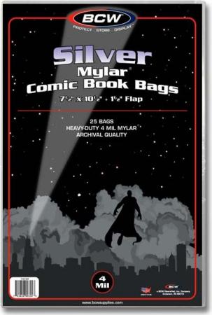 BCW Silver Mylar Comic Book Bags (4 mil) -- Pack of 25