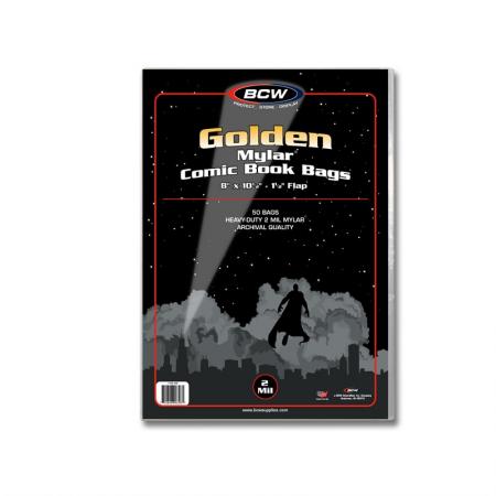 BCW Golden Mylar Comic Book Bags (2 mil) -- Pack of 50
