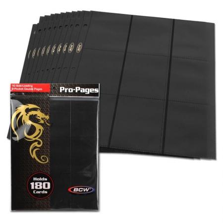 BCW Side Loading 18-Pocket Pro Pages -- Black -- Pack of 10