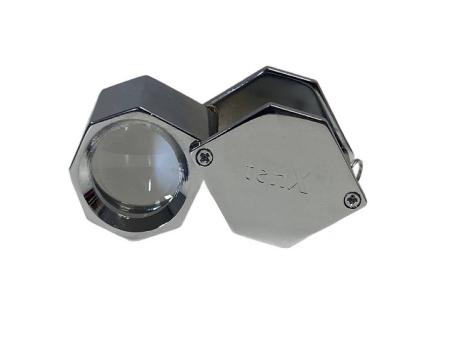 Large Hexagon Triplet Loupe, 21.5mm, 10X -- Silver