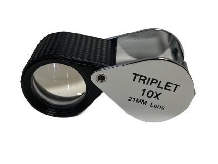 Chrome Triplet Loupe with Black Grip, 21mm, 10X