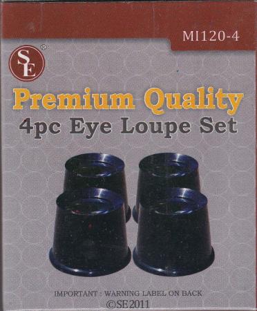 SE Premium Quality 4 Piece Eye Loupe Set, 2.5X-10X