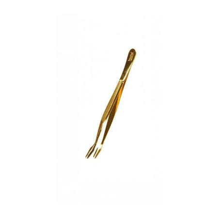 Prinz Standard Stamp Tongs -- 120mm -- Cranked Spade (Gold Plated)
