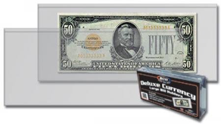 50 Currency Deluxe Holders Semi Rigid Vinyl for Banknotes Money Dollar Bill 