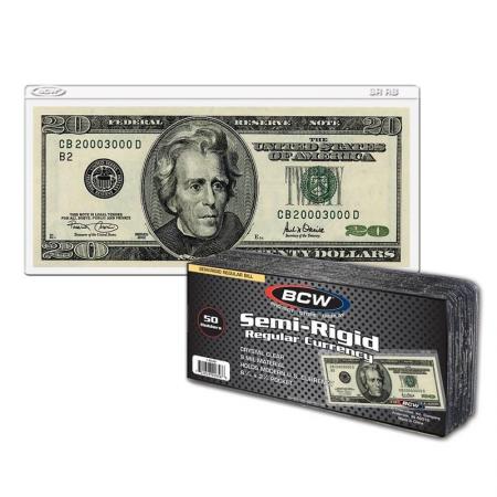 BCW Semi-Rigid Currency Sleeves -- Modern Size -- Pack of 50