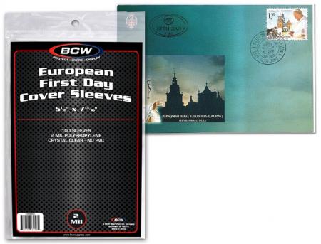 BCW Ultra Thin Sleeves -- European First Day Cover -- Pack of 100