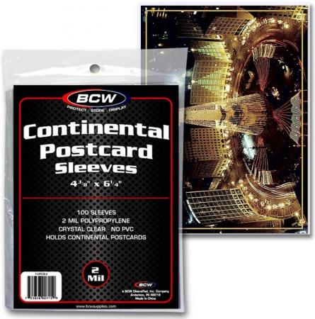 BCW Ultra Thin Sleeves -- Continental Postcards -- Pack of 100