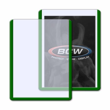 BCW Topload Holders -- Trading Card Green Border (3 x 4) -- Pack of 25