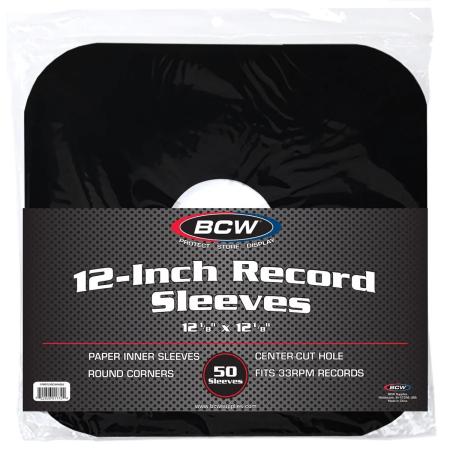 BCW 12-Inch Record Paper Inner Sleeve -- Rounded Corners -- Black