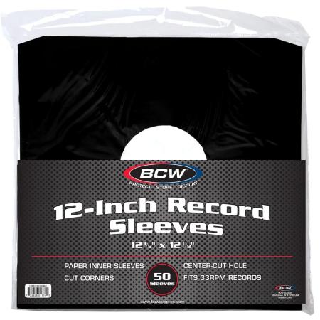 BCW 12-Inch Record Paper Inner Sleeve -- Cut Corners -- Black