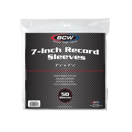 BCW 7-Inch Paper Record Inner Sleeves -- Square Corners -- With Hole -- Black