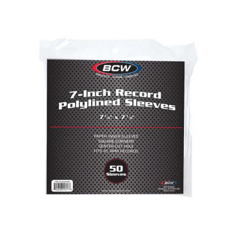 BCW 7-Inch Record Polylined Paper Inner Sleeves -- With Hole -- White