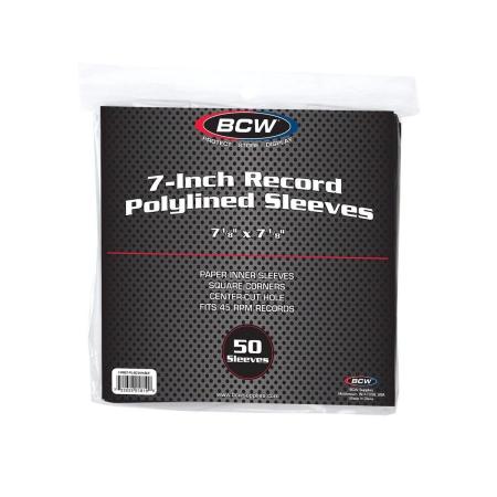BCW 7-Inch Record Polylined Paper Inner Sleeves -- With Hole -- Black