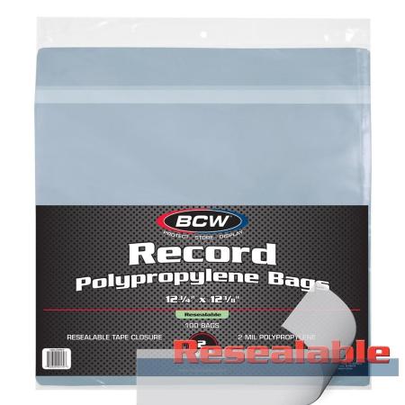 BCW 33 RPM Record Bags (Resealable)