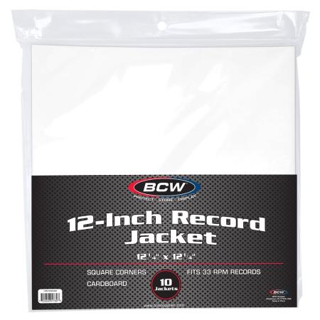 BCW 12-Inch Record Paper Jacket -- No Hole -- White