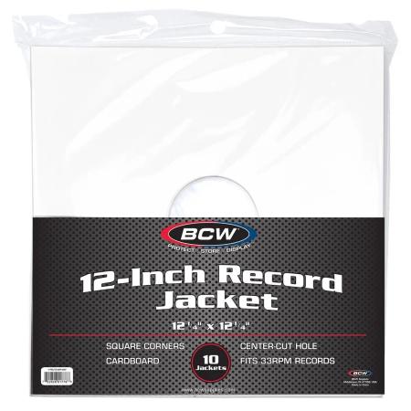 BCW 12-Inch Record Paper Jacket -- With Hole -- White