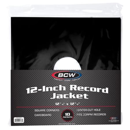 BCW 12-Inch Record Paper Jacket -- With Hole -- Black