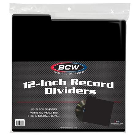 BCW 12 Record Dividers -- Black