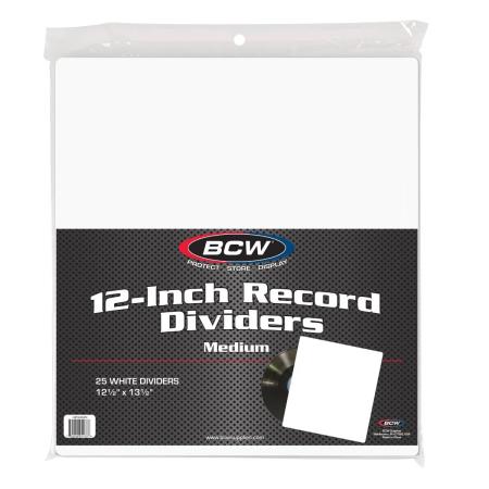 BCW 12 Medium Record Dividers -- White