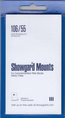 Showgard Stamp Mounts: 106/55 (US 3c/4c Commemorative Blocks)