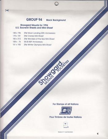 Showgard Stamp Mounts Set: Group 1994 (US 1994 Souvenir Sheets)