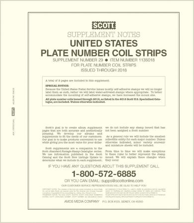 Scott Stamp Album Supplement -- US (Simplified) Plate Number Coil Strips