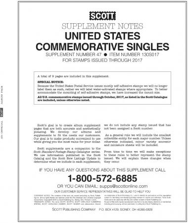 Scott Stamp Album Supplement -- US Commemorative Singles