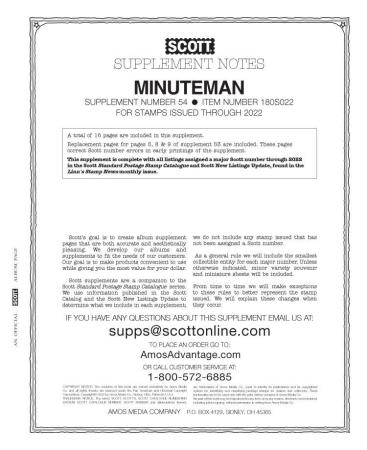 Scott Stamp Album Supplement -- US Minuteman