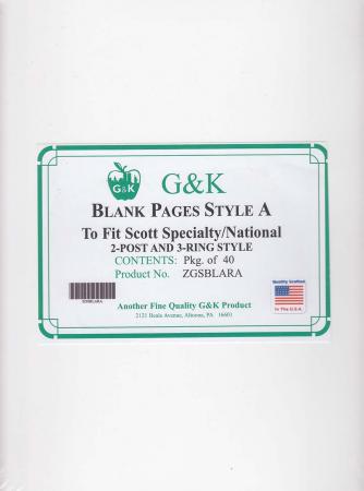 G&K Blank Pages -- Style A -- Scott Specialty/National Albums