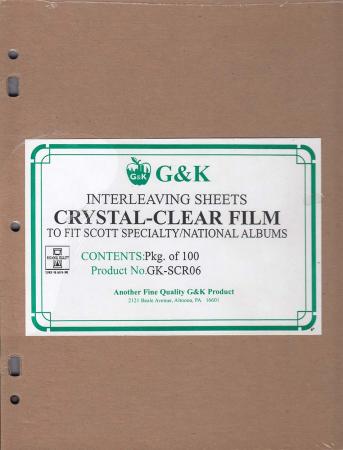 G&K Crystal Clear Interleaving -- Scott Specialty/National Albums