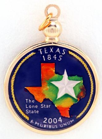 Hand Painted Texas State Quarter Pendant